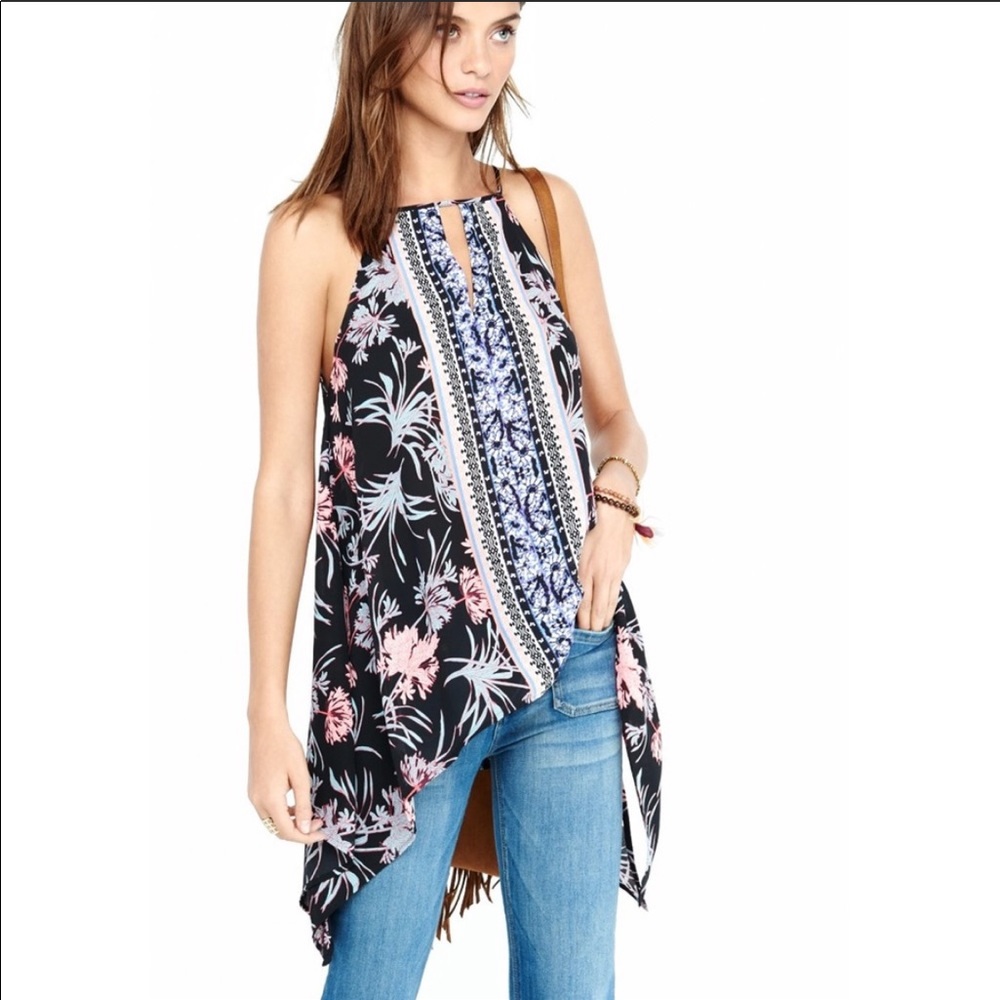 2/$20 Express Floral Tank Asymmetrical Hem